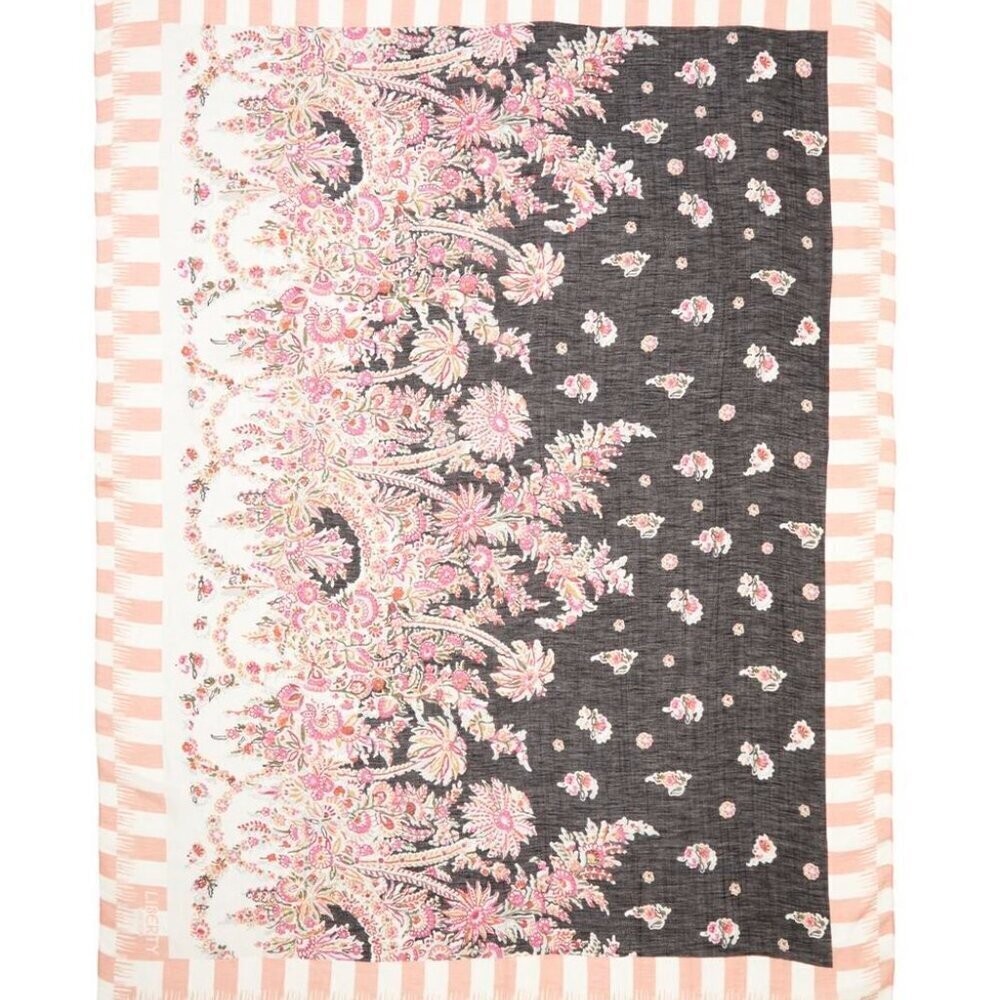 Liberty London Octavie Silk Linen Scarf Womens Pink Floral Oblong Lightweight - Picture 6 of 7